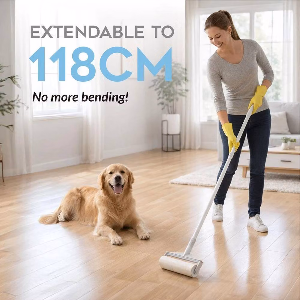 NESTLUNE Large Lint Roller with Long Handle in White, W/D/H: 100 x 15 x 15 cm – 2