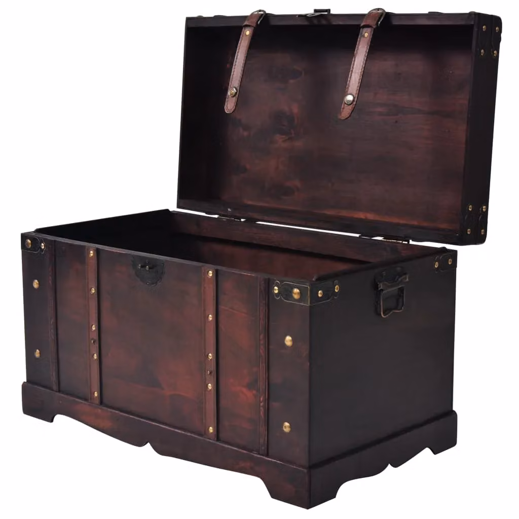 Berkfield Home Vintage Wood Treasure Chest in Brown, W/D/H: 66 x 38 x 40 cm – 3
