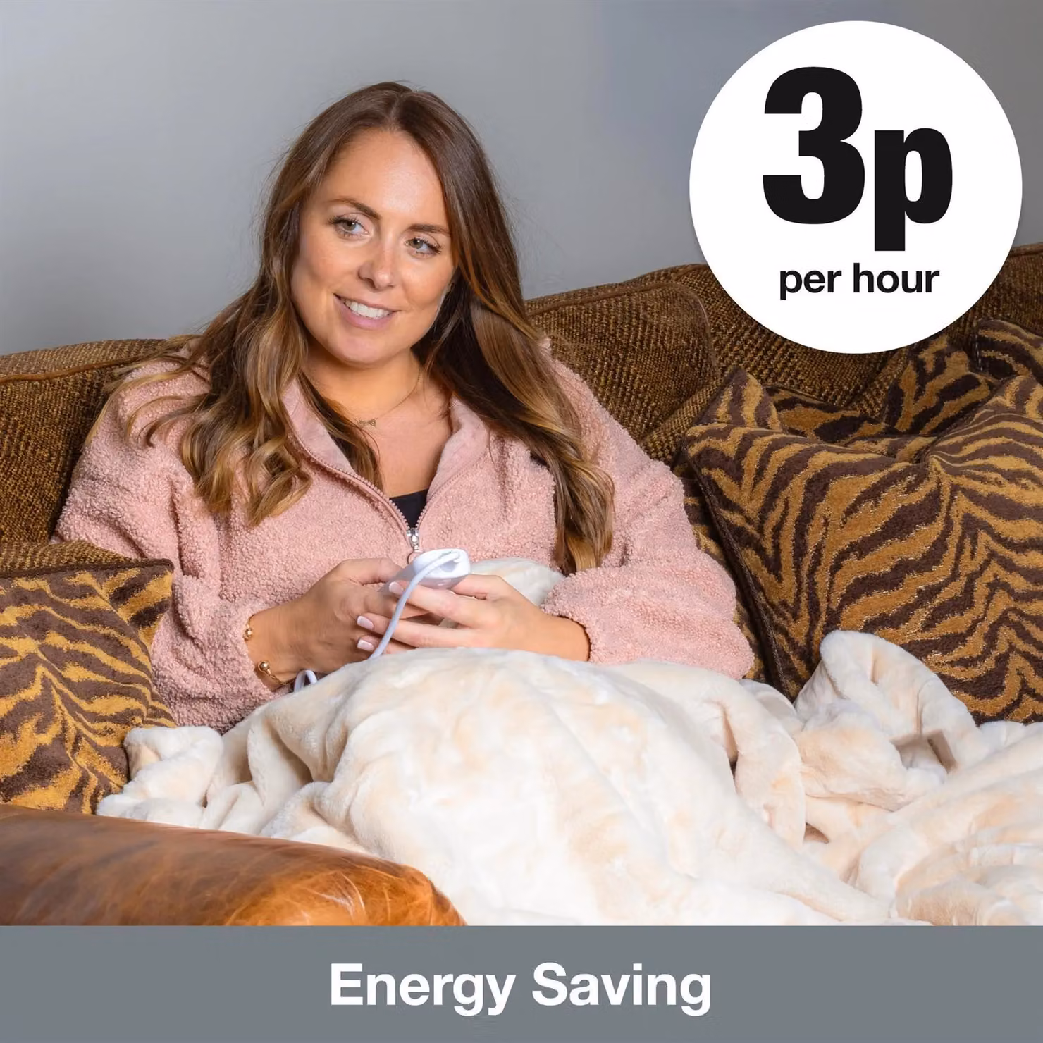 Purus Faux Fur Polyester Heated Electric Throw Blanket in Beige, W/D/H: 160 x 130 cm – 3