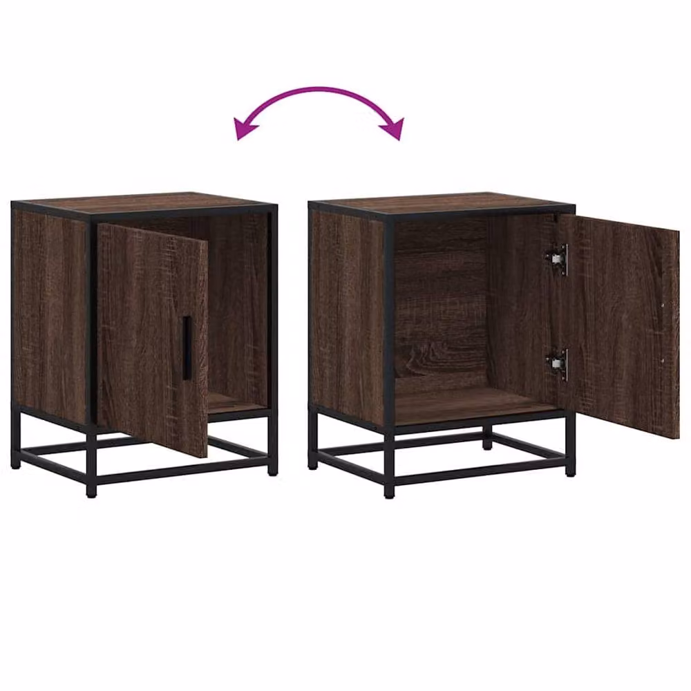 Berkfield Home Elegant Bedside Cabinet in Brown Oak, W/D/H: 40 x 31 x 50 cm – 5