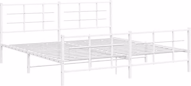 Berkfield Home Metal Bed Frame with Footboard, White, W/D/H: 193 x 90 x 198 cm