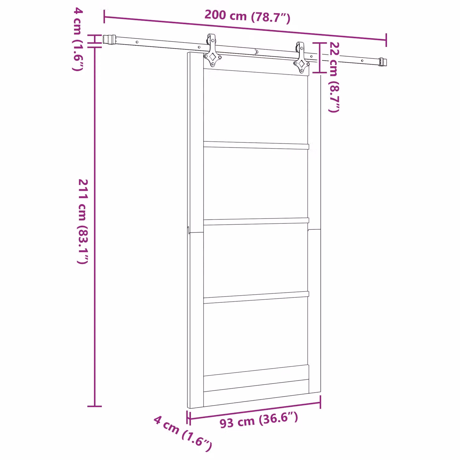 Berkfield Home Minimalist Solid Pine Sliding Door with Hardware Set, Beige, W: 93 cm, H: 211 cm – 2