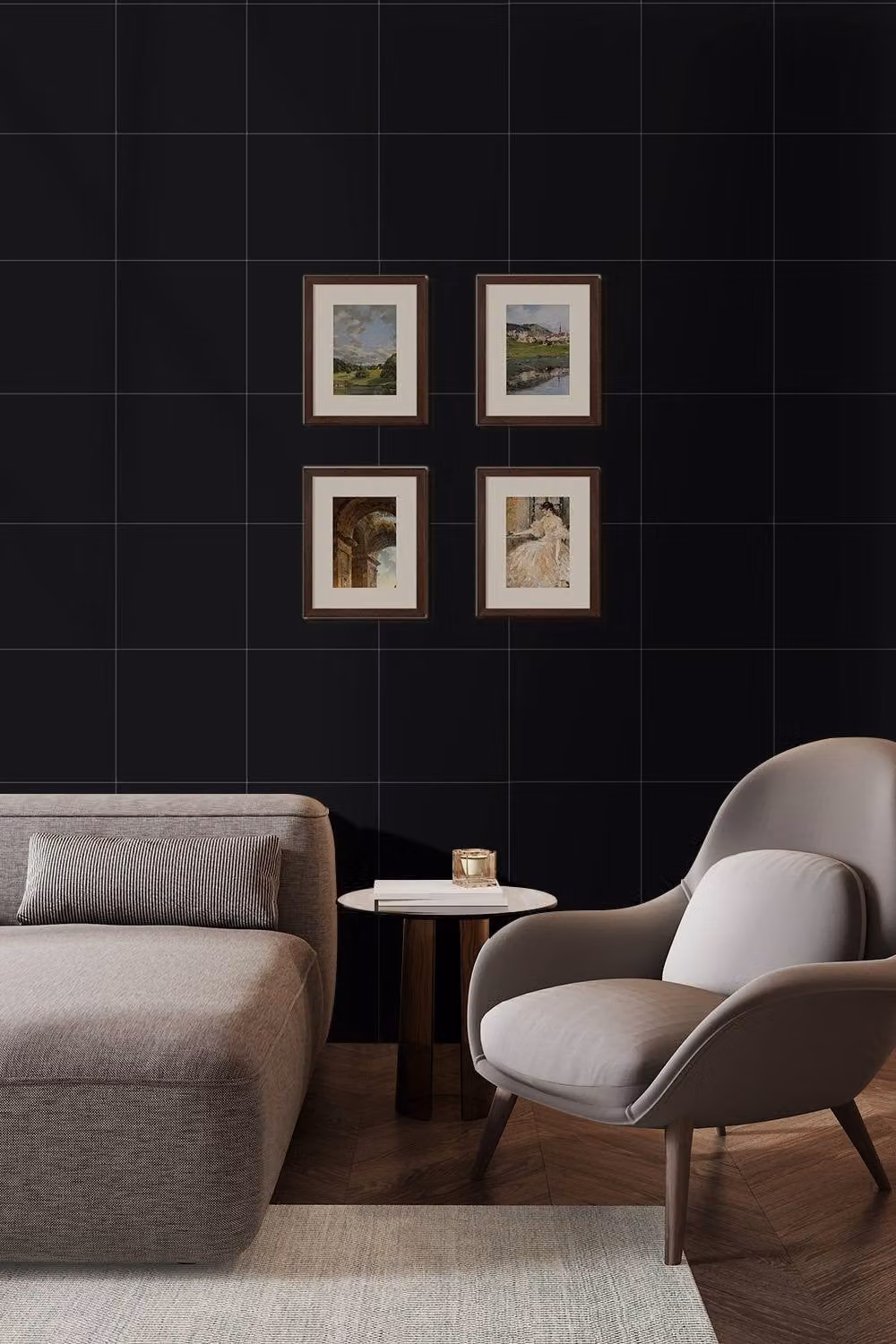 Living and Home Set of 10 Black Self-Adhesive Square PVC Wall Stickers, 40 x 40 cm – 2