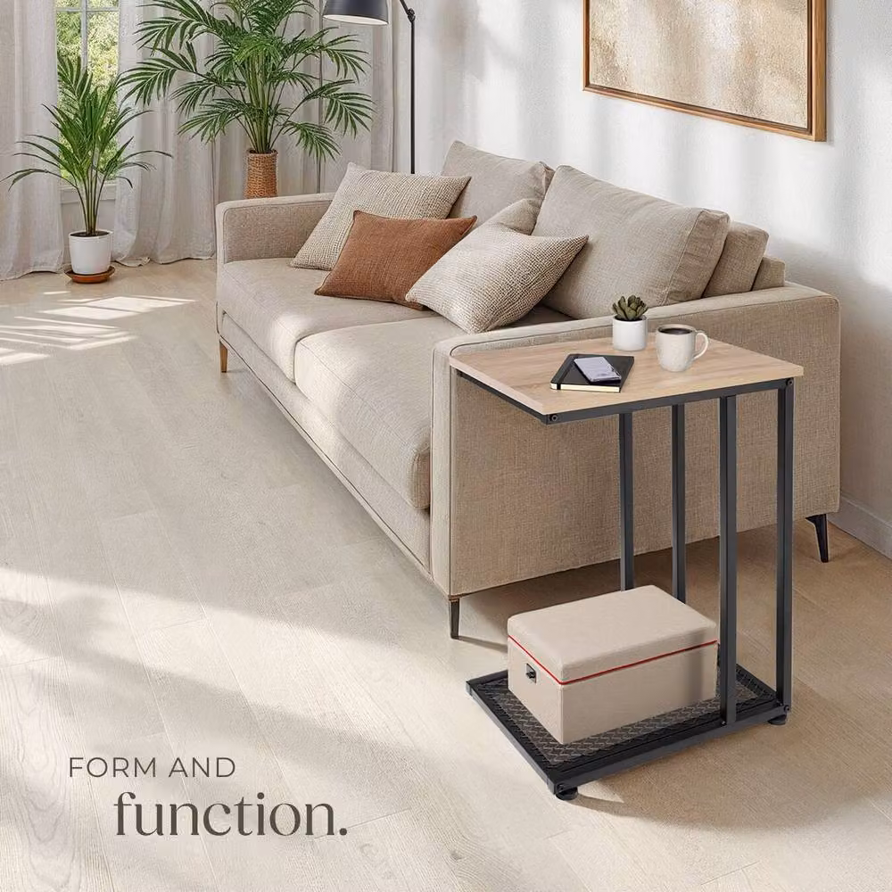 tectake Eton Bedside Table in Industrial Style, Oak, W/D/H: 48 x 35 x 66 cm – 7