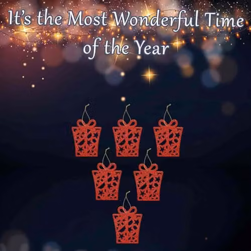 VFM e-Store Red Glitter Hanging Present Christmas Tree Ornaments, Pack of 6, W/D/H: 17.4 x 8 x 1.3 cm – 3