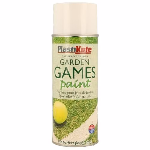 Plasti-kote Water Based Opaque Garden Games Spray Paint, White, 400 ml
