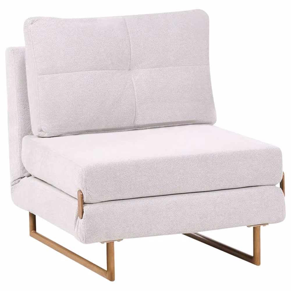 Wyld and Coco White Fabric Reclining Sofa Bed Chair with Armrests – 2