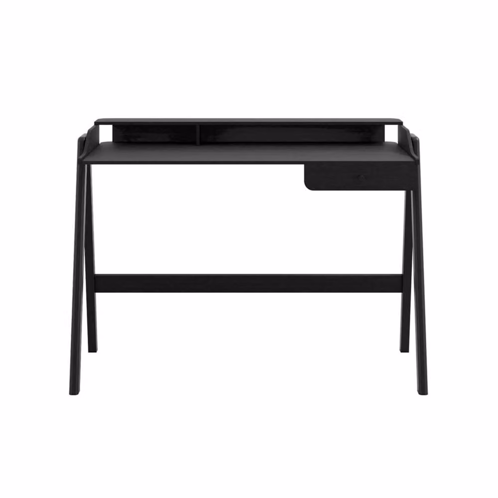 Wyld Haus Heppt Black Matt Ash Veneer Writing Desk with 1 Drawer – 4