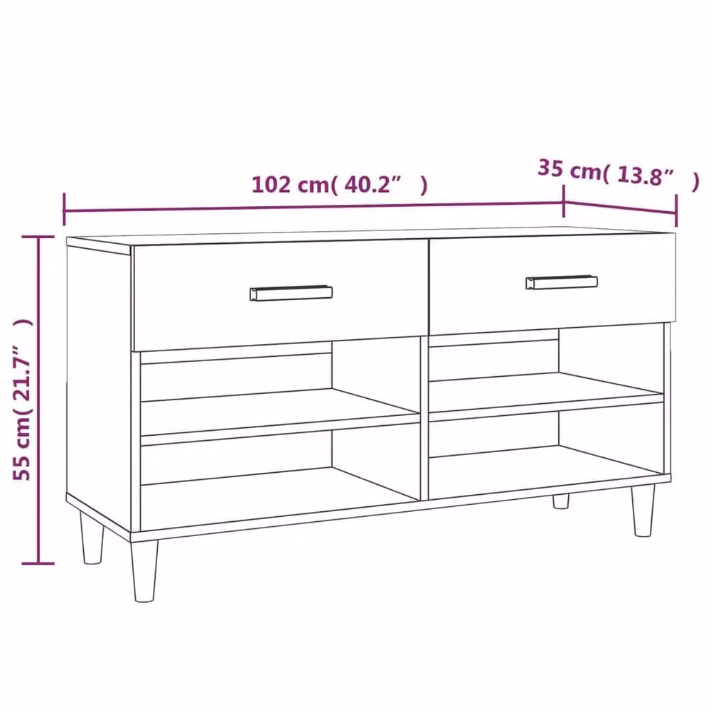 Berkfield Home Black Shoe Cabinet with Hinged Doors and Open Shelf, W/D/H: 102 x 35 x 55 cm – 4