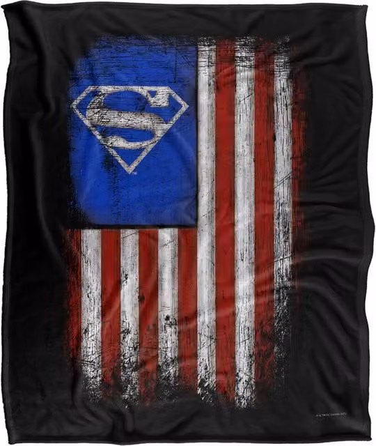 Superman Old Glory Shield Silky Touch Super Soft Fleece Throw Blanket, White, W/D/H: 152 x 127 cm – 6