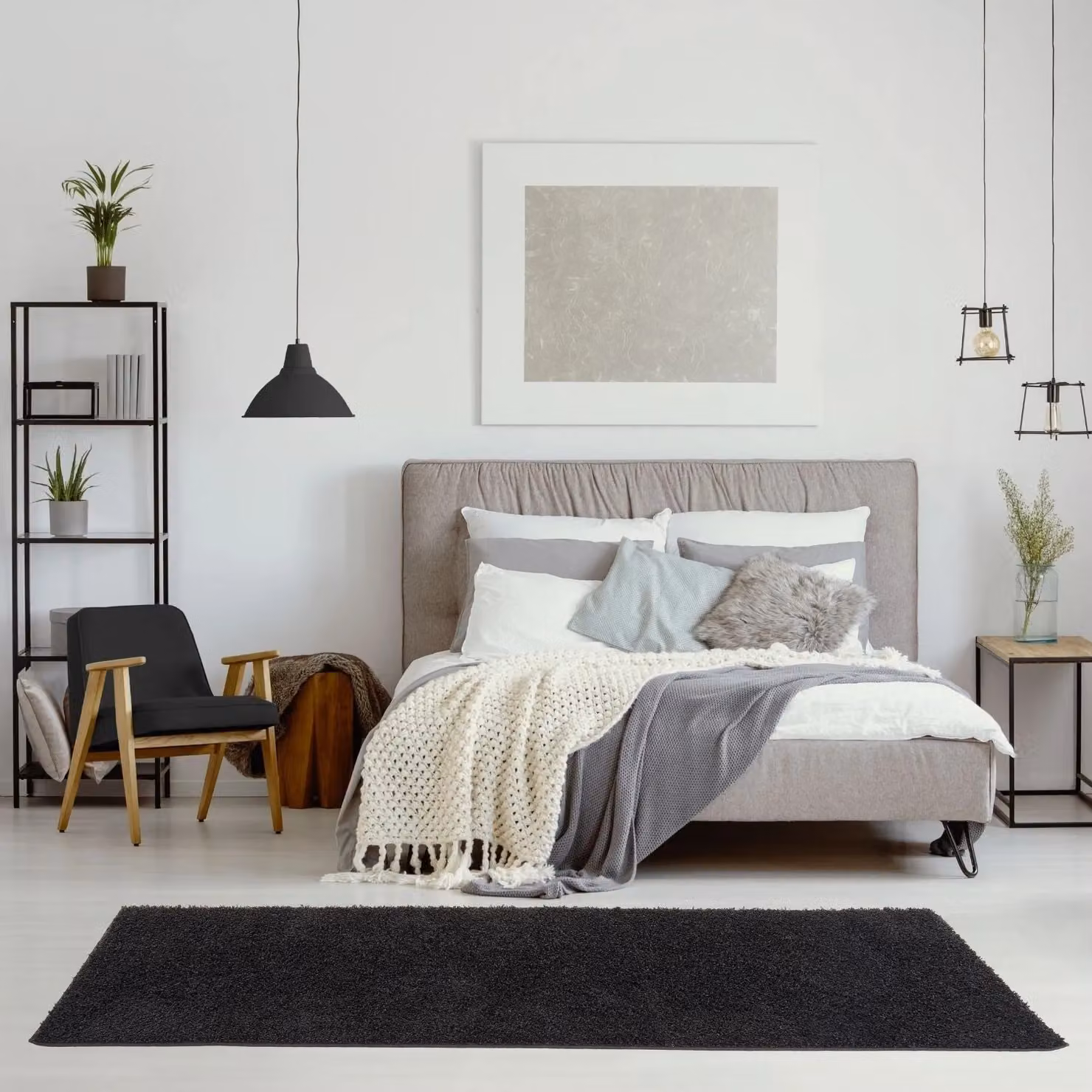 THE RUGS Soft Plain High Pile Shaggy Rug for Living Room or Bedroom, Black, W/D/H: 170 x 120 cm – 7