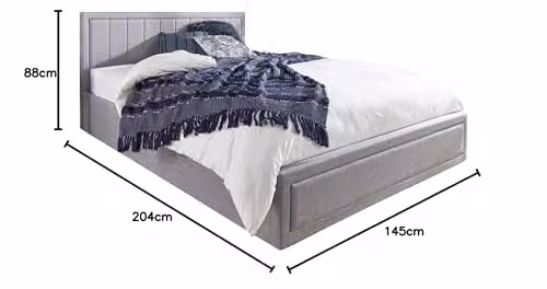 Aspire Beds Castleton Grey Linen Quilted Ottoman Storage Bed Frame, Double W/D/H: 135 x 190 x 88 cm – 2