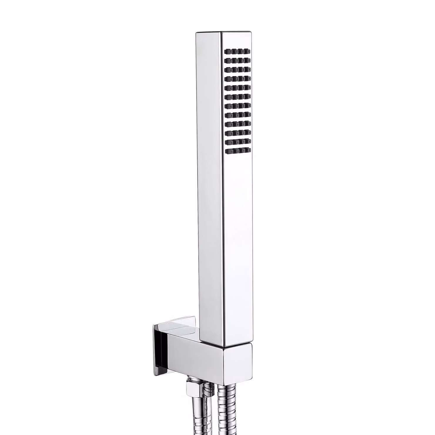Nes Home Square Wall Mounted Shower Handset and Bracket in Chrome Silver – 2