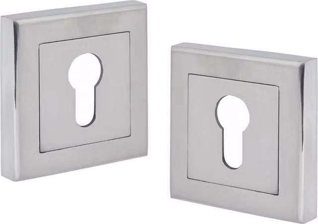 Golden Grace Key Hole Square Rose Escutcheon in Nickel Plated Silver and Grey