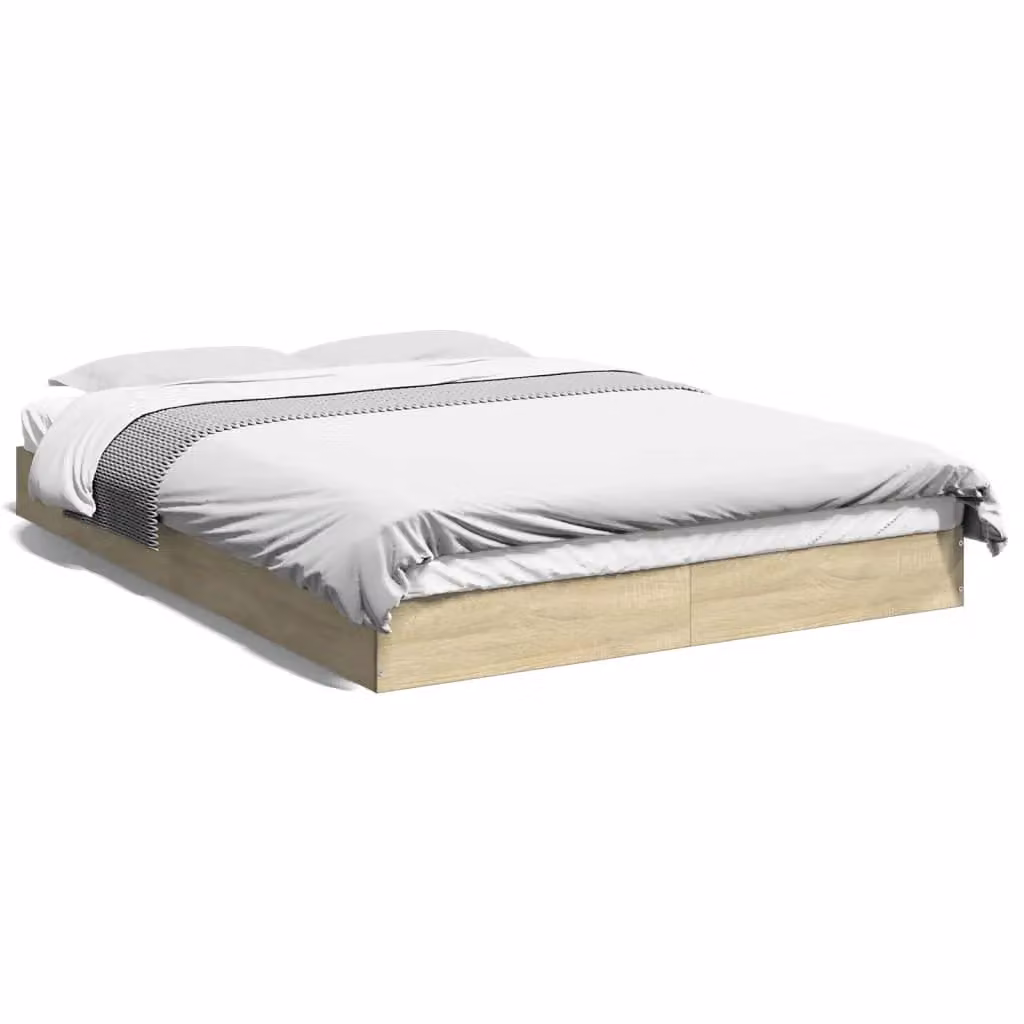 Berkfield Home Sonoma Oak Bed Frame in Brown, W/D/H: 140 x 200 cm – 2