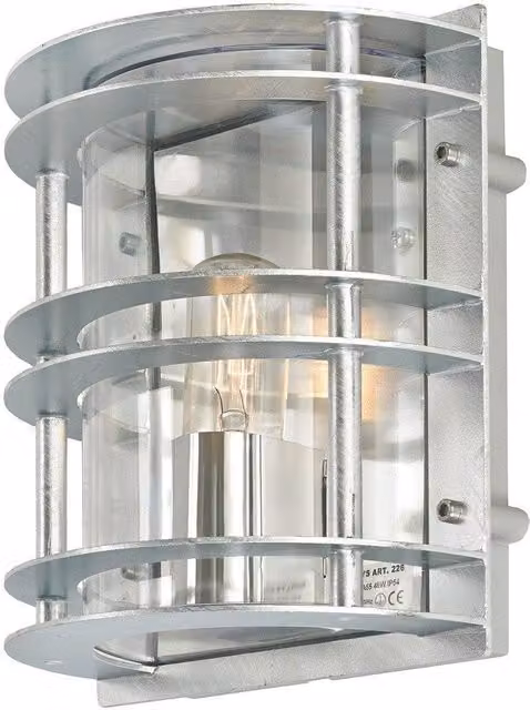 Netlighting Stockholm Industrial Outdoor Flush Wall Light in Grey with Transparent Glass, IP55, E27