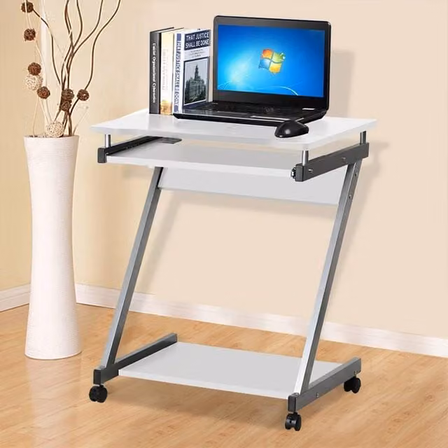 EONLION White Modern Computer Desk with Castors, Width: 100 cm
