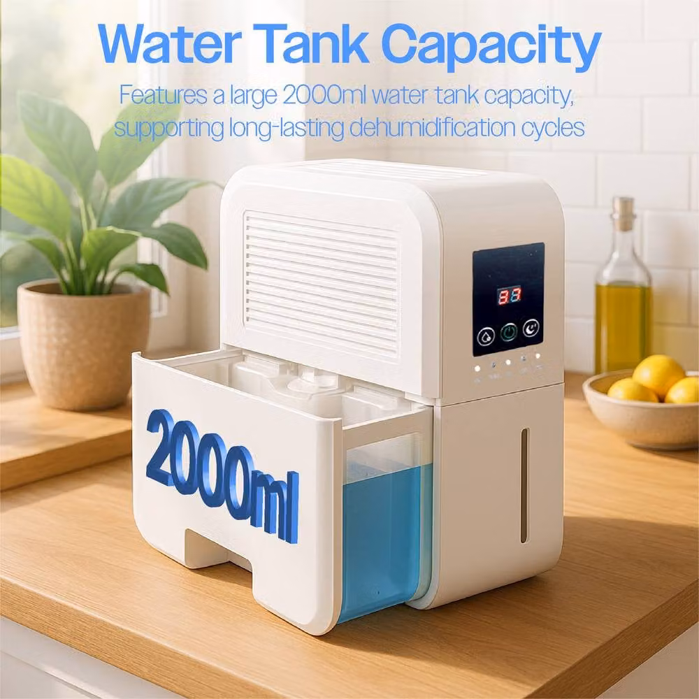 Prem-i-Air Compact Peltier Dehumidifier with 2L Tank, White – 2