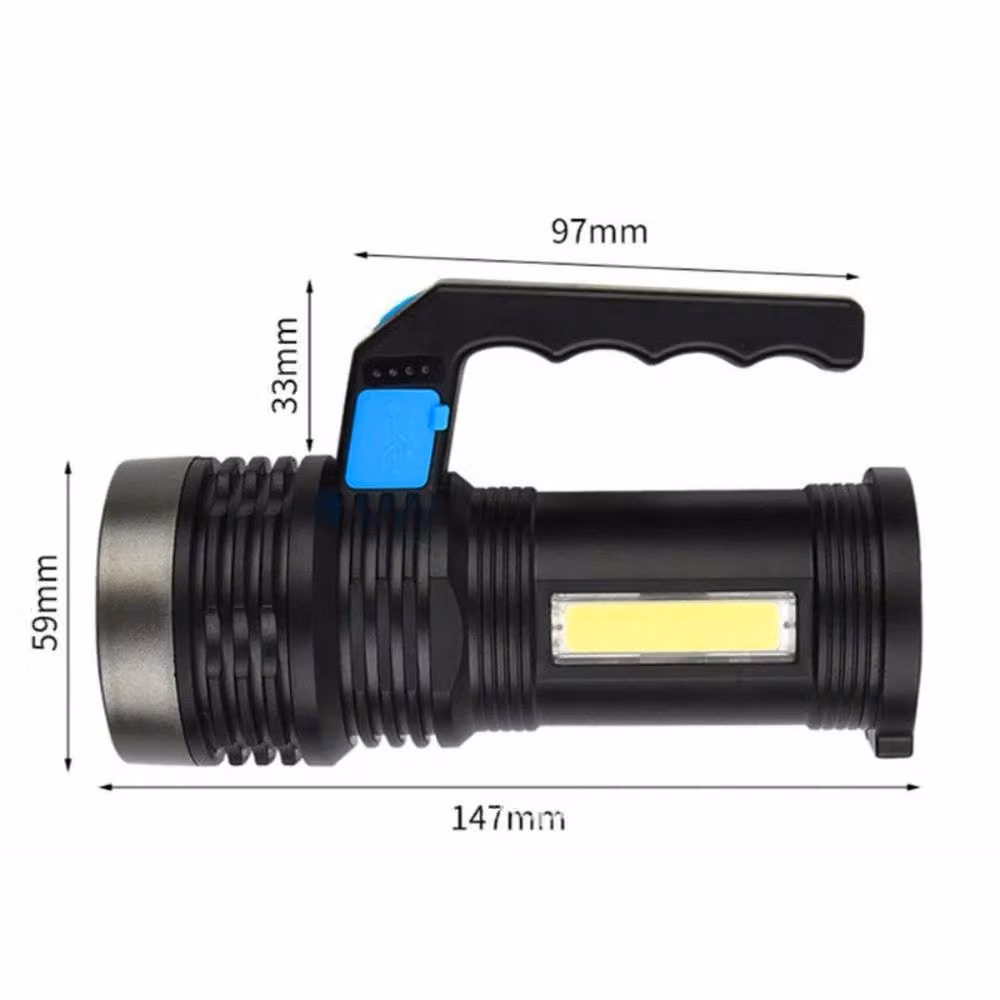 FLAVORA Super Bright Tactical LED Torch, USB Rechargeable Aluminium Flashlight in Black – 2