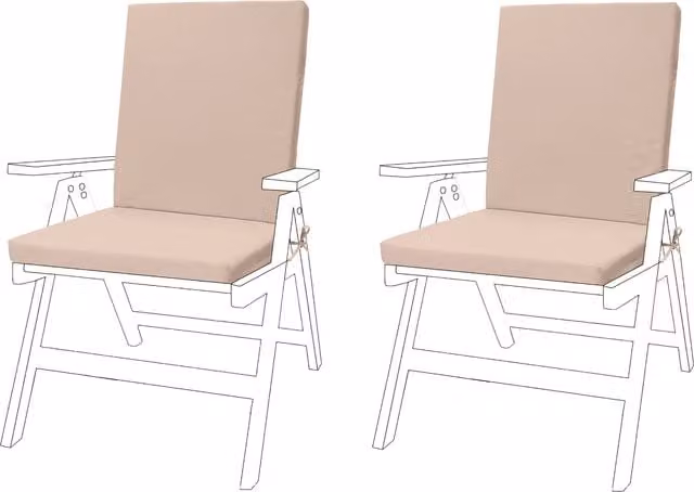 Gardenista Water Repellent Outdoor High Back Garden Chair Seat Cushion Pad with Ties in Beige