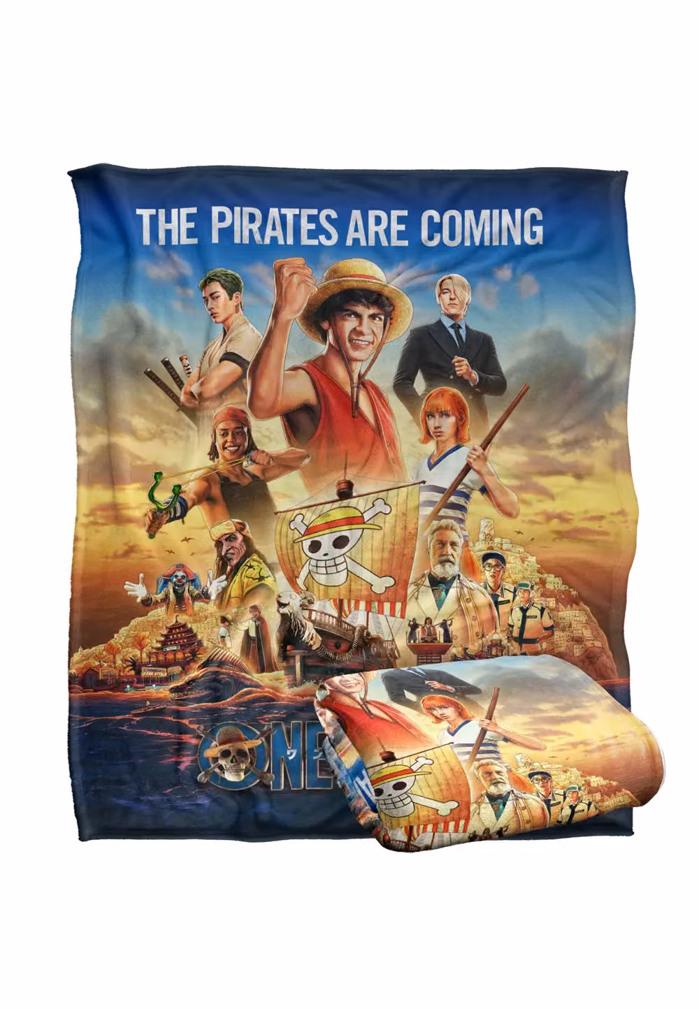 Netflix One Piece Straw Hat Crew Silky Touch Super Soft Fleece Throw Blanket, White and Multicolour, W/D/H: 152 x 127 cm – 2