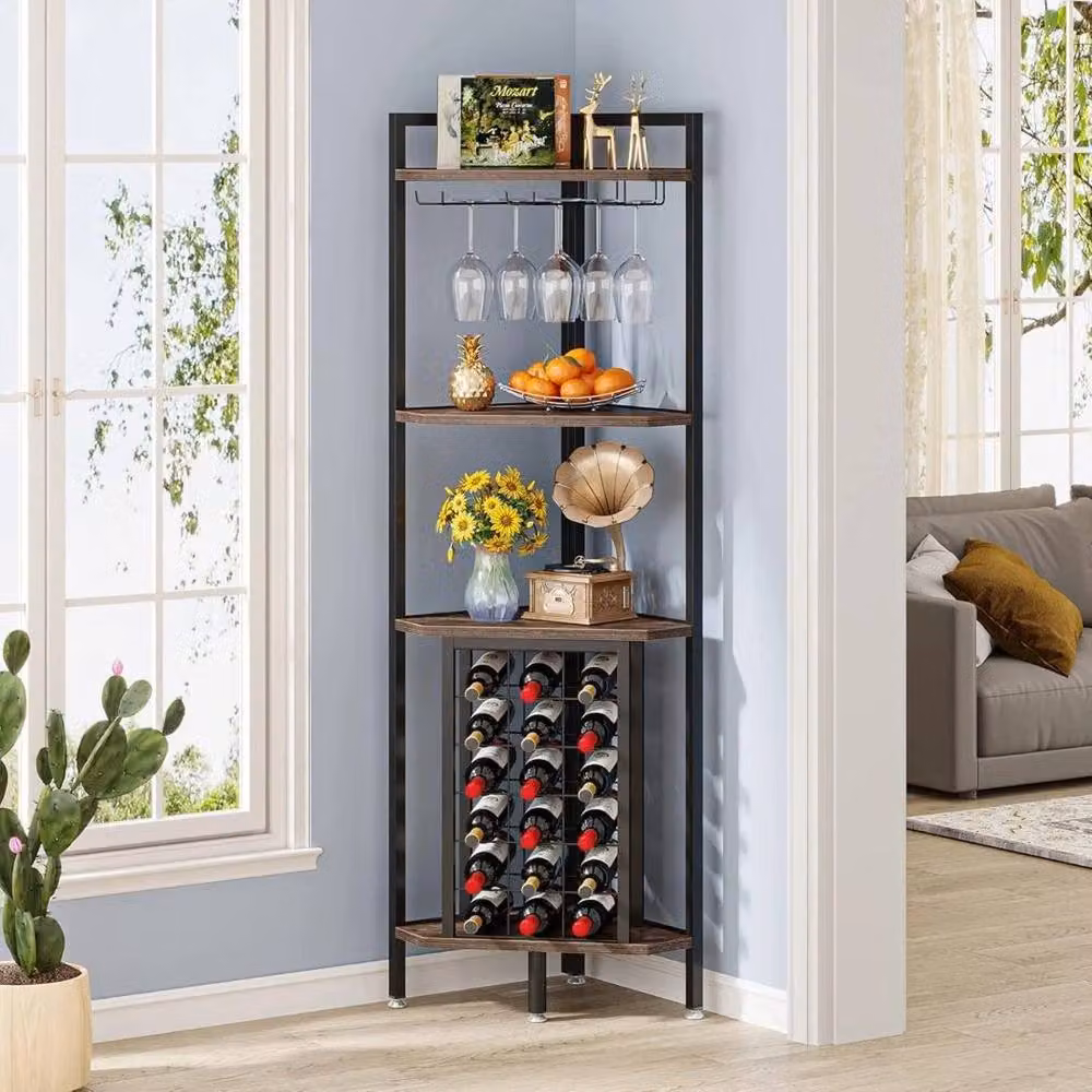 KORVIXA Industrial Freestanding Wine Rack Cabinet in Brown – 3