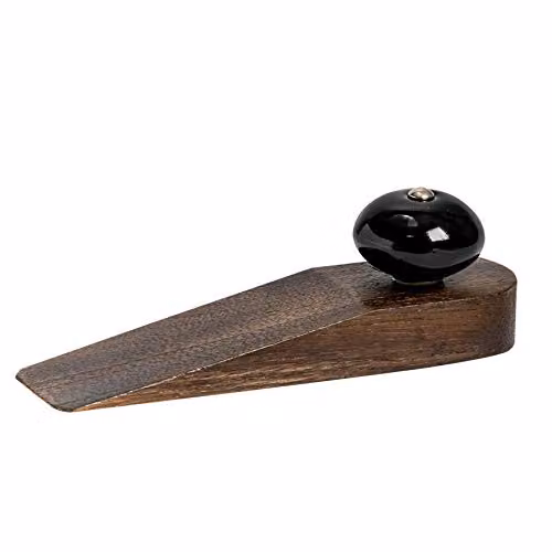 Nicola Spring Traditional Vintage Wooden Door Wedge Stop in Black
