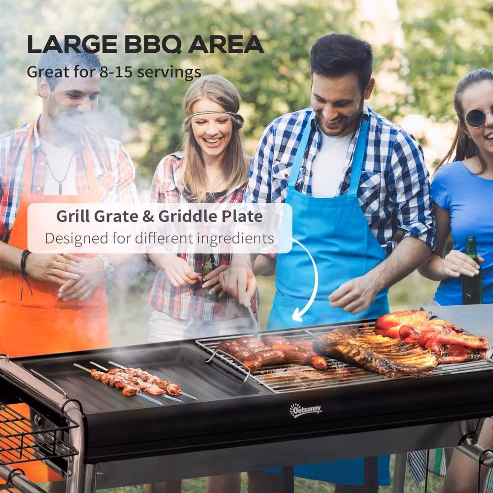 Rolipo Charcoal BBQ Cart Grill, Black, W/D/H: 75 x 63 x 63 cm – 5