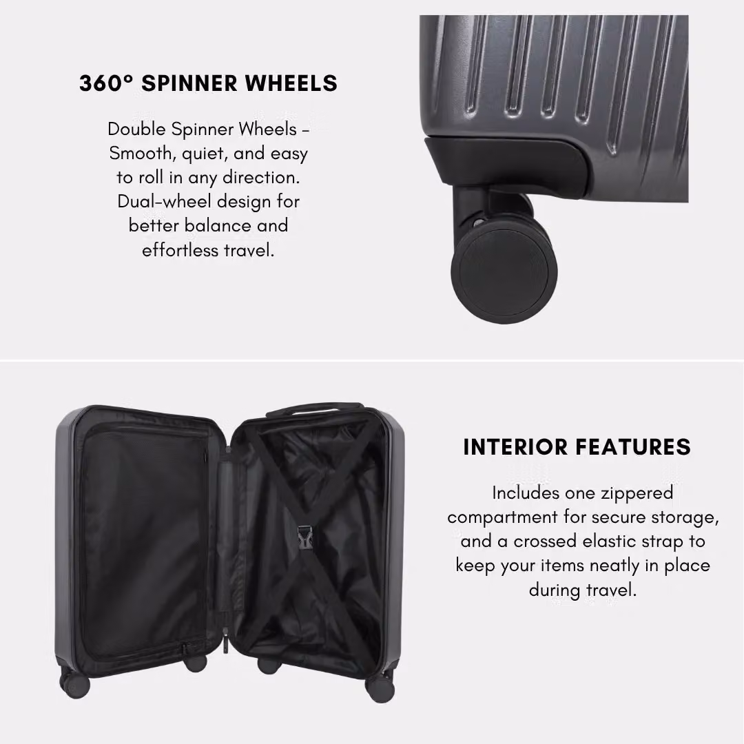 JLY 3 Piece Hard Shell Luggage Suitcase Set in Dark Grey – 5