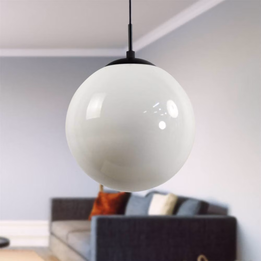 First Choice Lighting Grosvenor Black Modern Pendant Light with Glass Sphere and Height Adjustable Design – 2