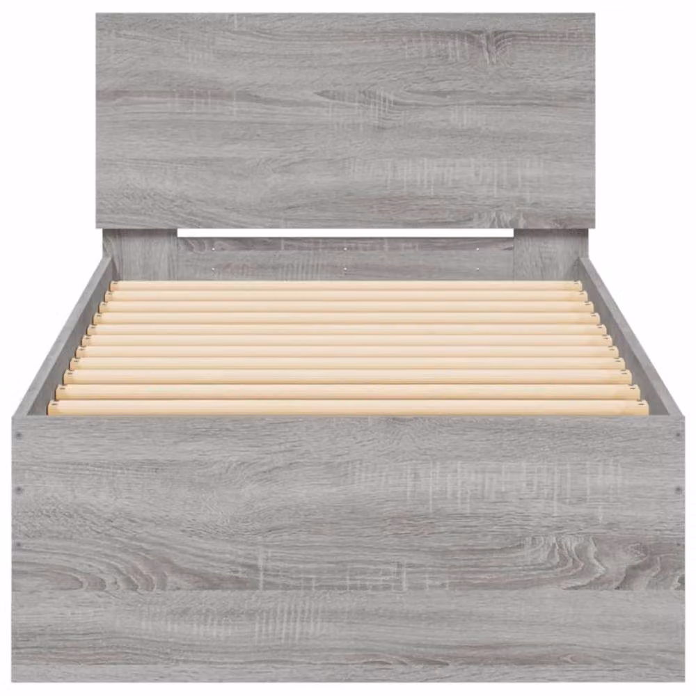Berkfield Home Modern Single Bed Frame with Headboard and Lift Up Base, Grey, W/D/H: 90 x 190 x 95 cm – 3