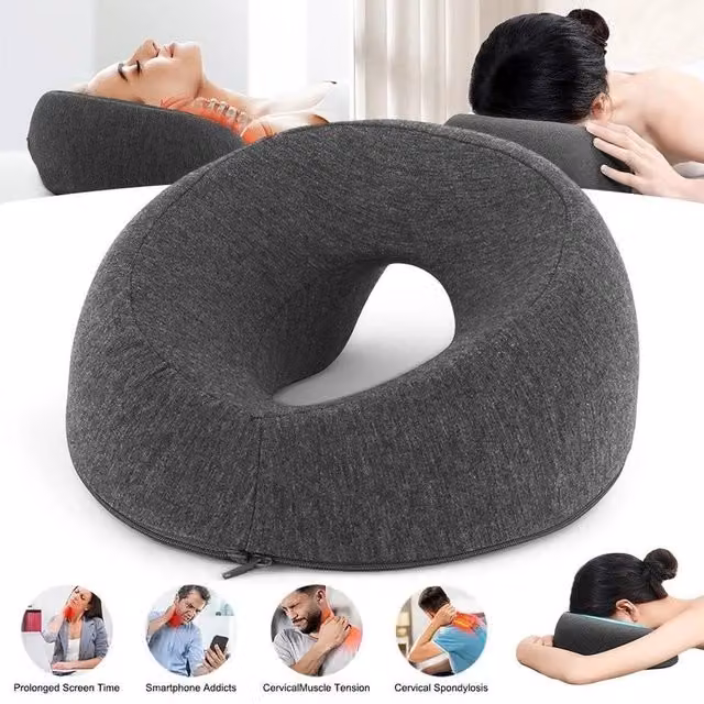 NESTLUNE Contoured Massage Table Headrest Pillow and Face Down Cradle Cushion in Dark Grey