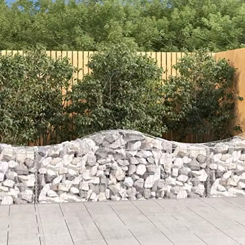 vidaXL Arched Gabion Basket in Silver Galvanised Steel, W: 200 cm, D: 50 cm, H: 60/80 cm – 2