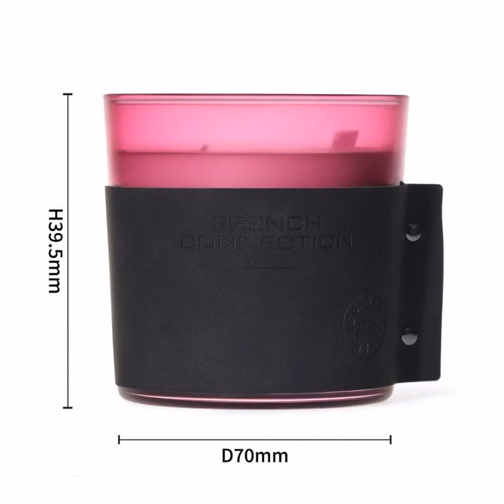 French Connection Leather Effect Candle Dark Rum & Rose, 340g, Pink – 2