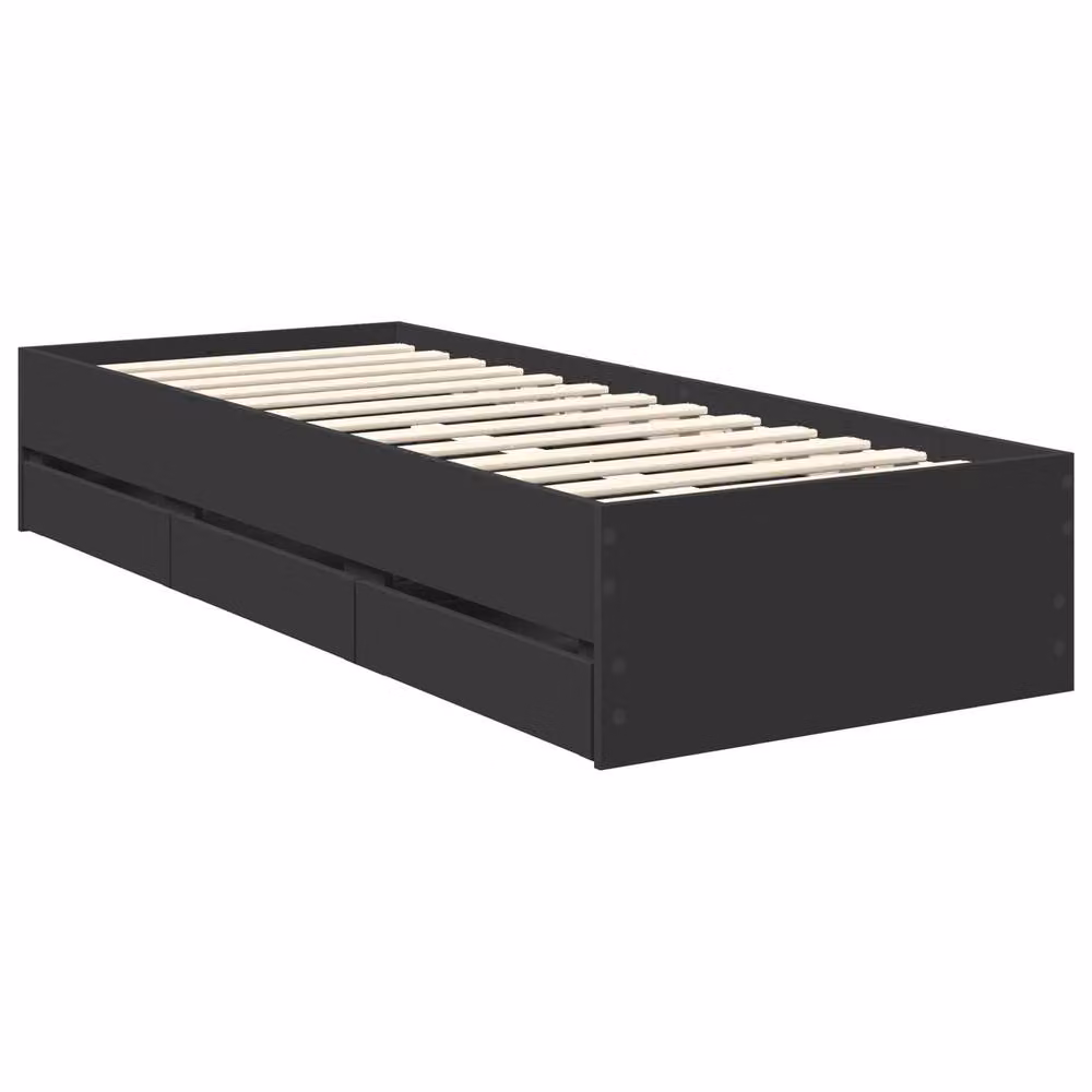 Berkfield Home Modern Bed Frame with Drawer in Black, Engineered Wood, W: 75 cm, L: 190 cm – 3
