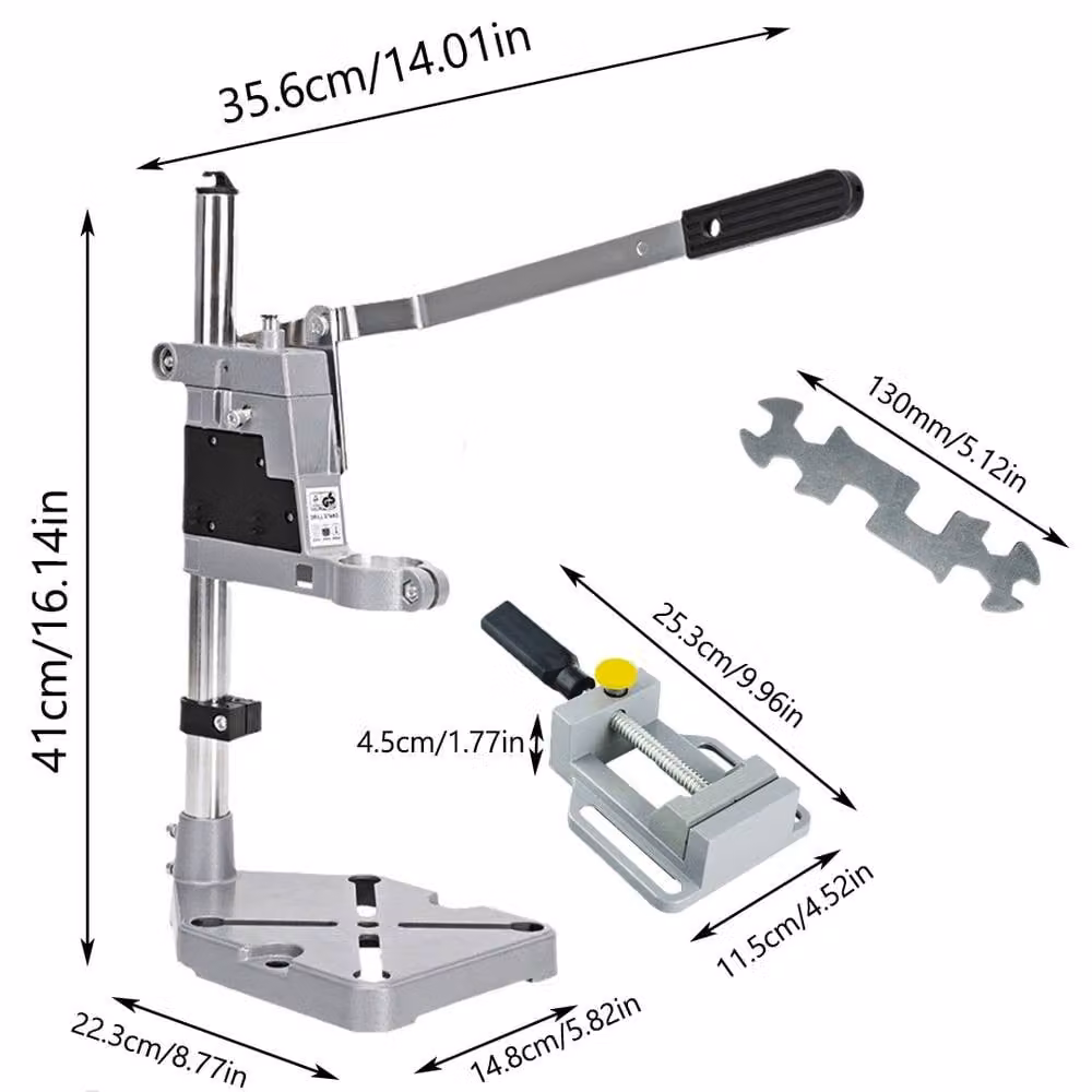 Kelvenix Hand Drill Press Bench Stand Workbench Pillar Clamp in Grey