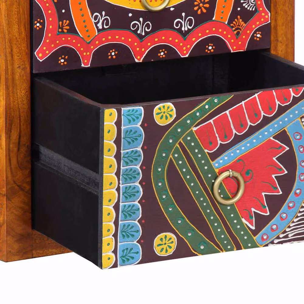 Berkfield Home Acacia Wood Bedside Cabinet, Multicolour, W: 35 cm, D: 30 cm, H: 40 cm – 3