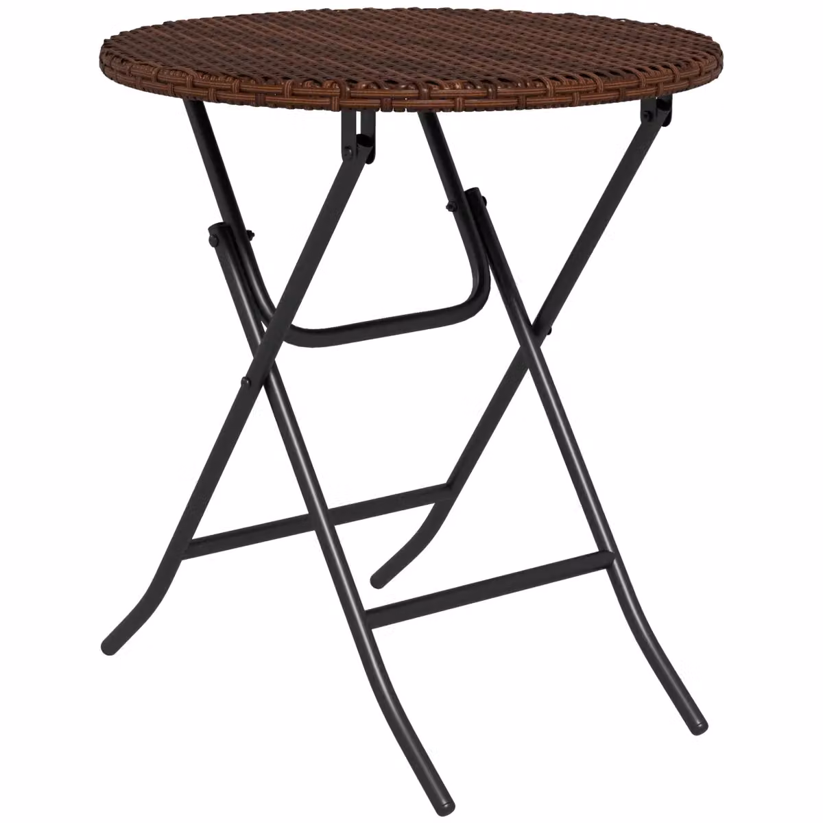 OUTSUNNY Foldable Outdoor Coffee Table with Metal Frame and PE Rattan in Mixed Brown – 2
