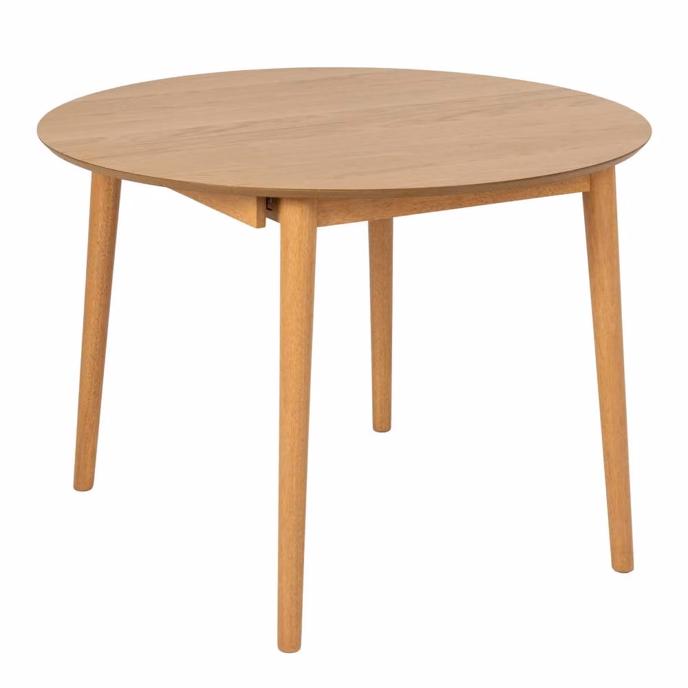 Wyld Haus Novi Sad Round Extending Dining Table in Natural Oak Effect Brown and Beige – 2