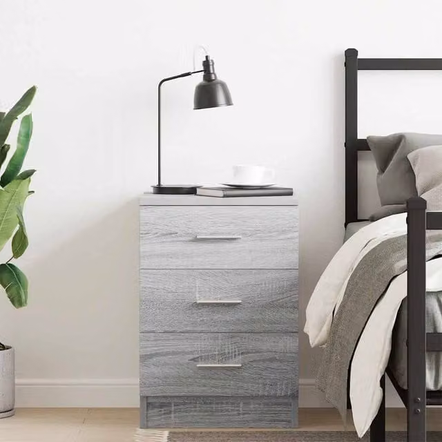 Berkfield Home Classic Bedside Cabinet in Grey Sonoma, W/D/H: 38 x 35 x 56 cm