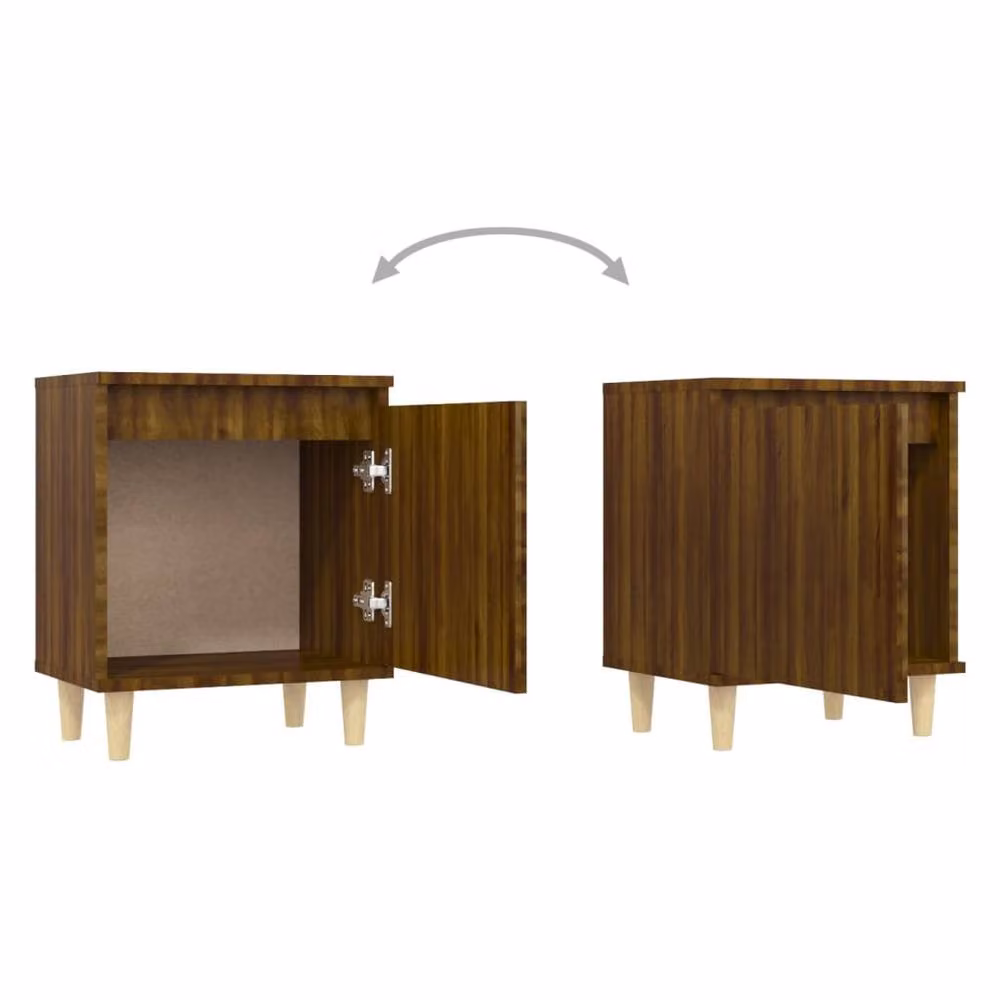 Berkfield Home Bedside Cabinets with Solid Wood Legs, 2 Pieces, Brown Oak, W: 40 cm, D: 30 cm, H: 50 cm – 4