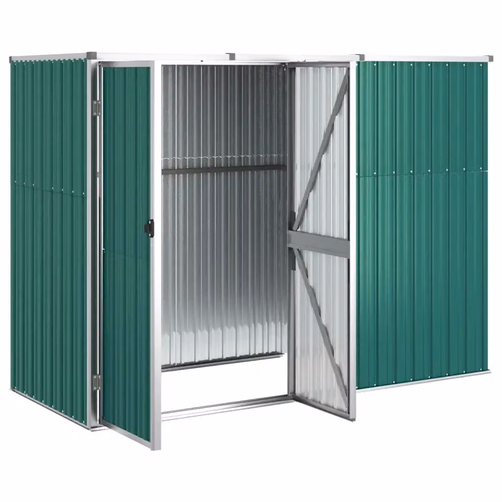 Berkfield Home Green Pent Garden Tool Shed in Galvanised Steel, H x W x D: 161 x 225 x 89 cm – 2