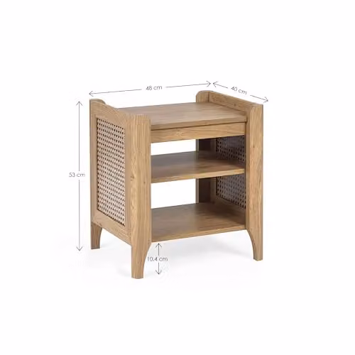 Julian Bowen Sydney Rattan Print Side Table with Removable Shelf in Brown, W/D/H: 40 x 40 x 55 cm – 2