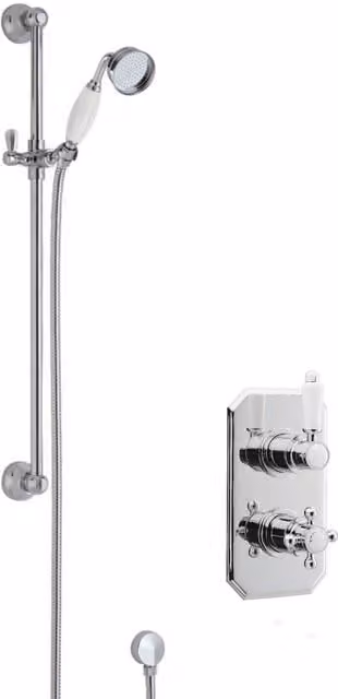Balterley Traditional Concealed Twin Valve Slide Rail Shower Set in Chrome Silver