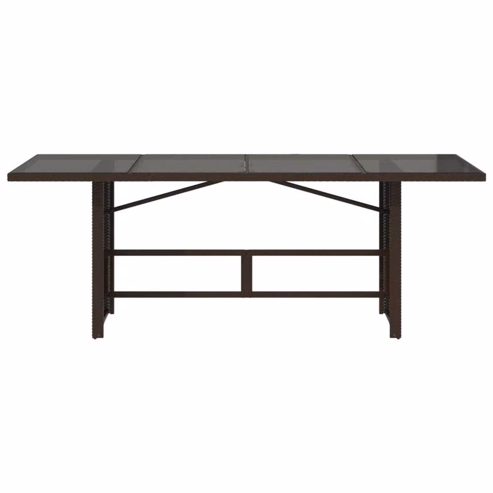 Berkfield Home Extendable Garden Table with Glass Top, Brown, W/D/H: 190 x 80 x 75 cm – 3