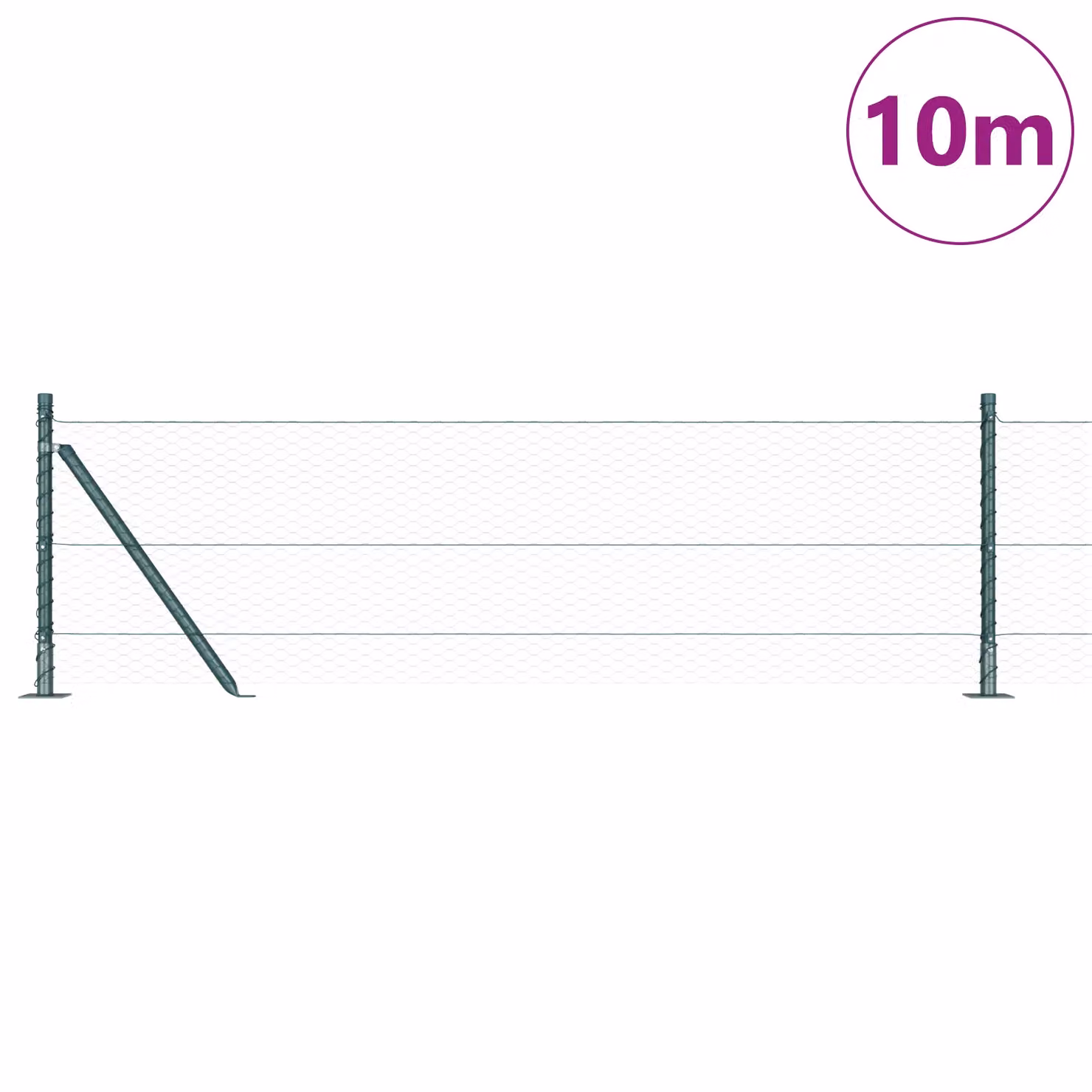 Berkfield Home Green PVC-Coated Steel Hexagon Fence, W: 10 m, H: 0.6 m – 3