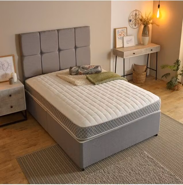 Starlight Beds Hybrid Memory Foam and Spring Mattress in White and Grey, W/D/H: 90 x 190 cm