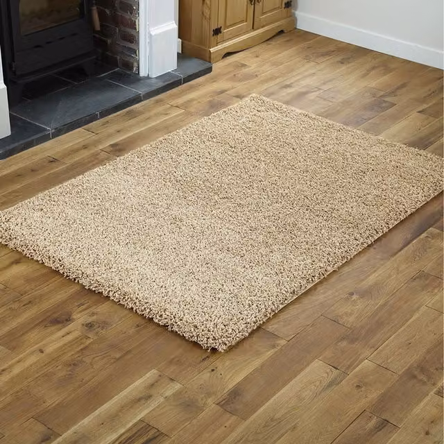 Smart Living Modern Shaggy Rug in Beige, W: 160 cm x D: 230 cm