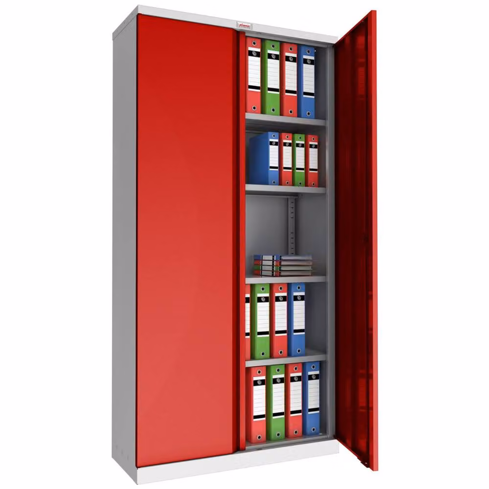 Phoenix Safe Company Steel Storage Cupboard in Grey and Red with Key Lock, SCL1891GRK, H 180 cm x W 100 cm – 2