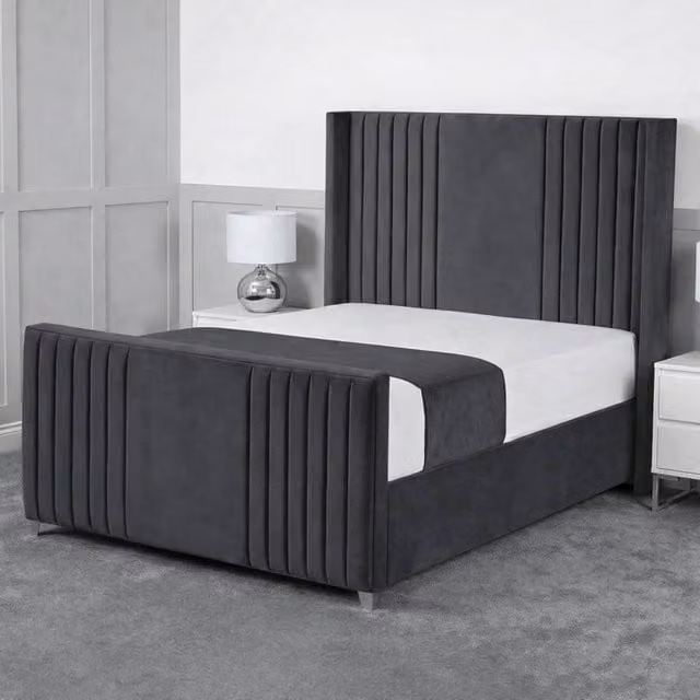 Living Comfort Bedz Emilia Upholstered Velvet Gas Lift Storage Bed in Anthracite Grey, W/D/H: 90 x 200 cm – 1